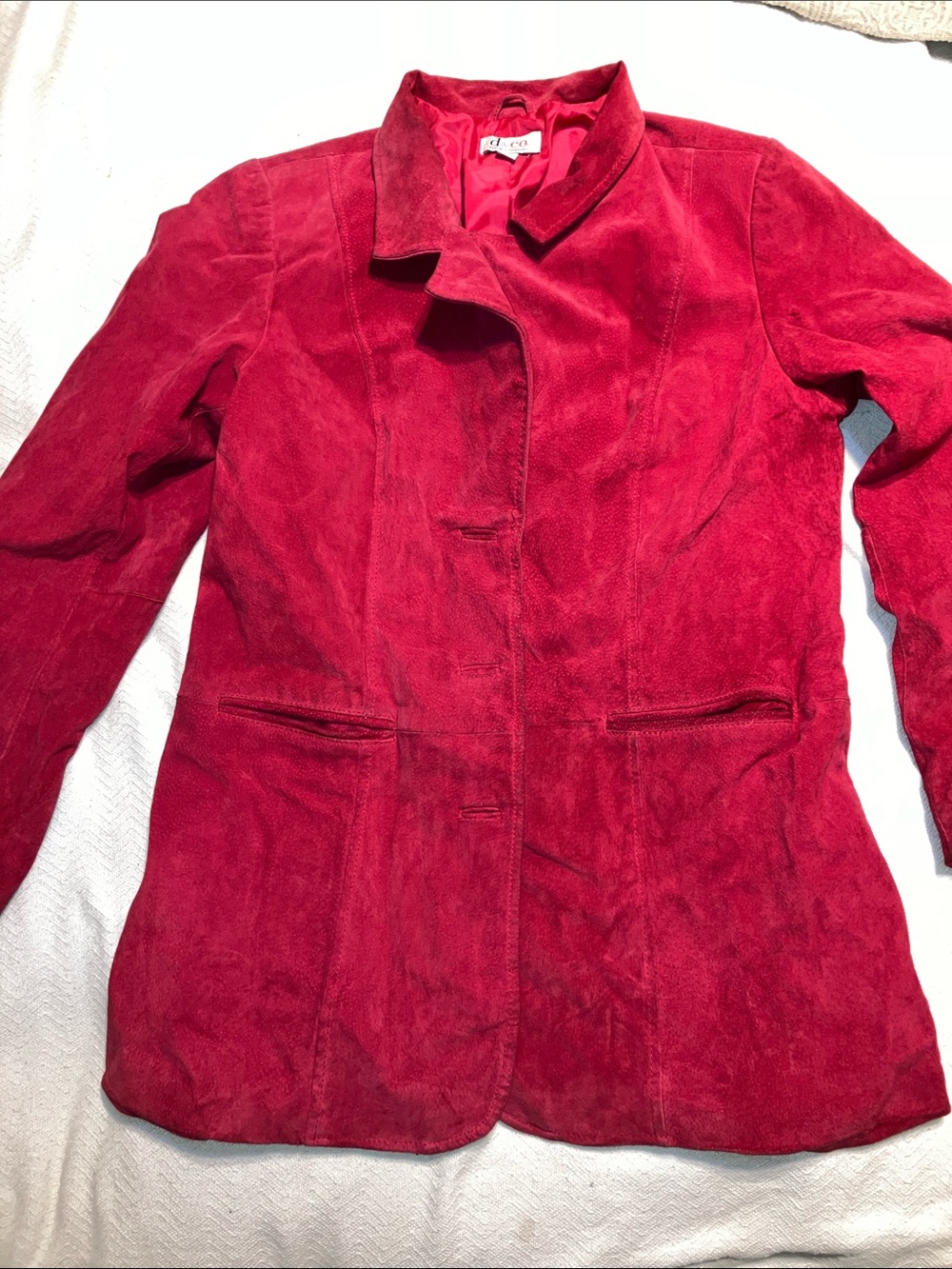 Women's Red Suede Blazer - Tailored Suede Jacket